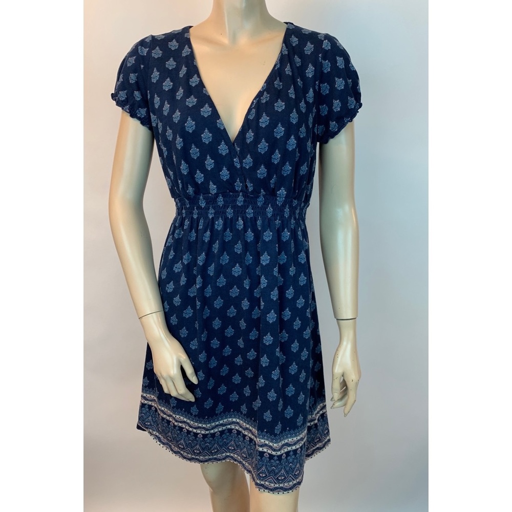 Lucky Brand Dress Blue Mini Faux Wrap V Neck XL